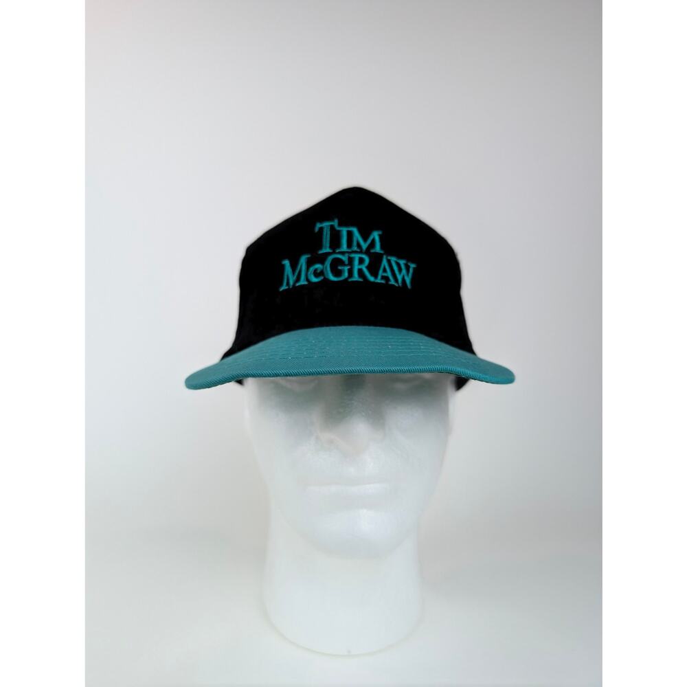 Vintage Tim McGraw Snapback Hat Spellout Embroidered Concert Black